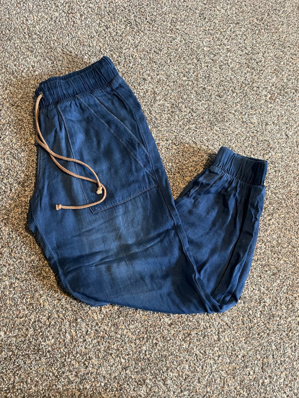 Sundance Dark Blue Elastic Waist Denim Joggers